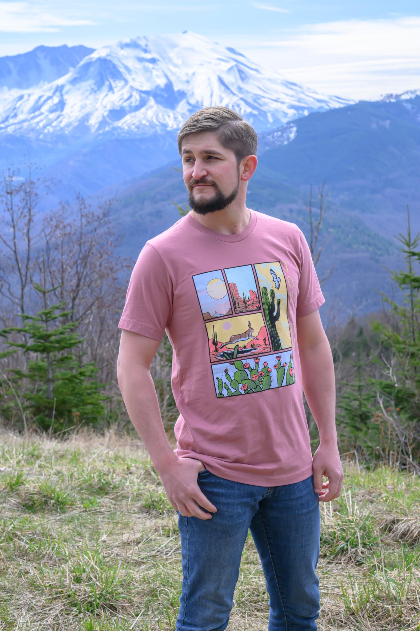 "Desert Scene" short-sleeved T-shirt - Mauve