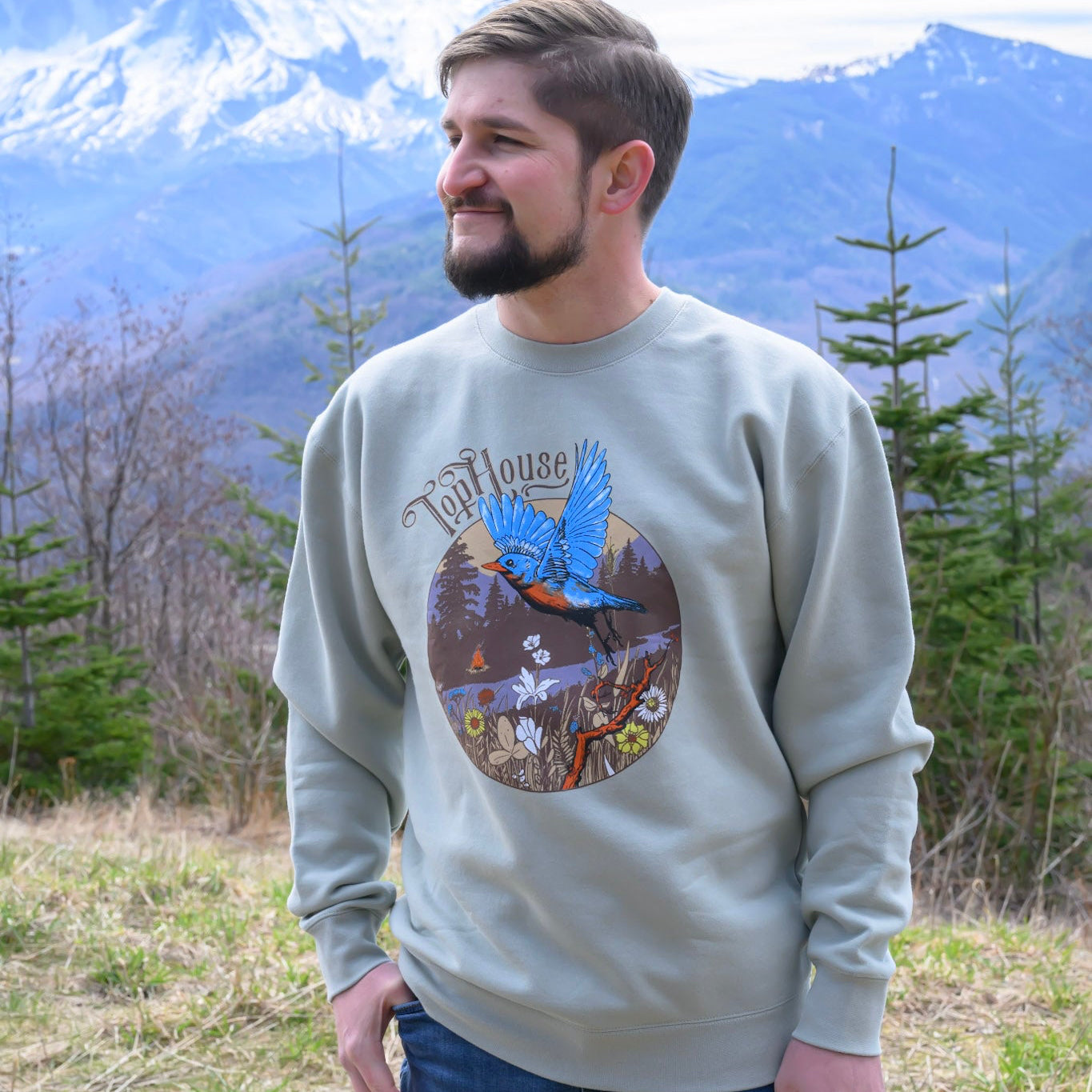 Bluebird Crewneck Sweatshirt - Sage Green